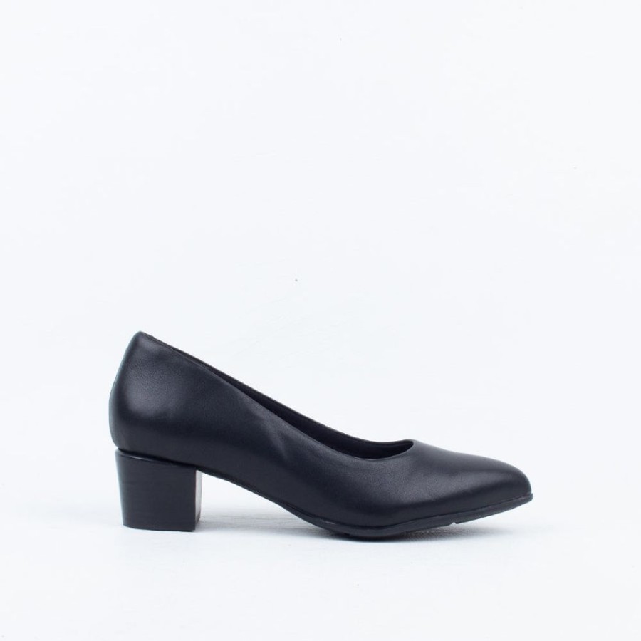 Women Hush Puppies Pump | Low Point Heel Black