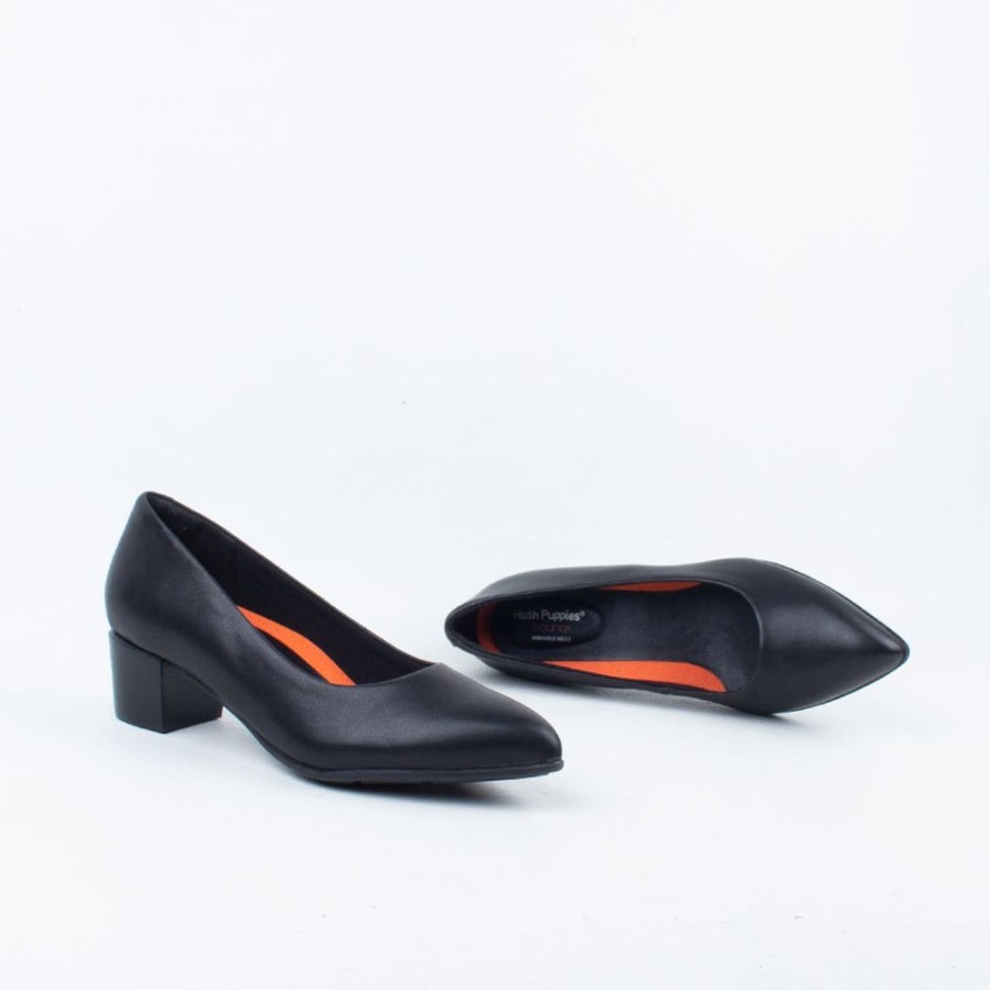 Women Hush Puppies Pump | Low Point Heel Black