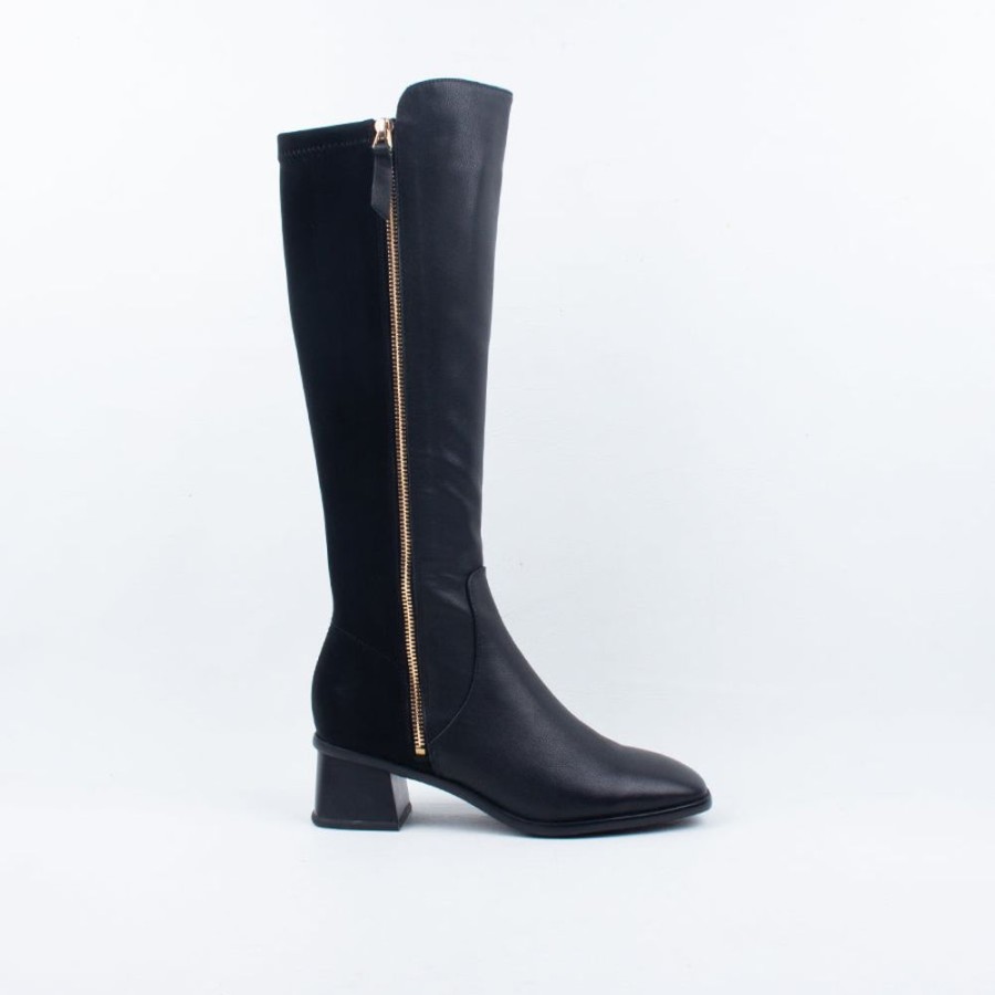 Women Bresley NZ Long Boots | Sateen Knee Boot Black Mix