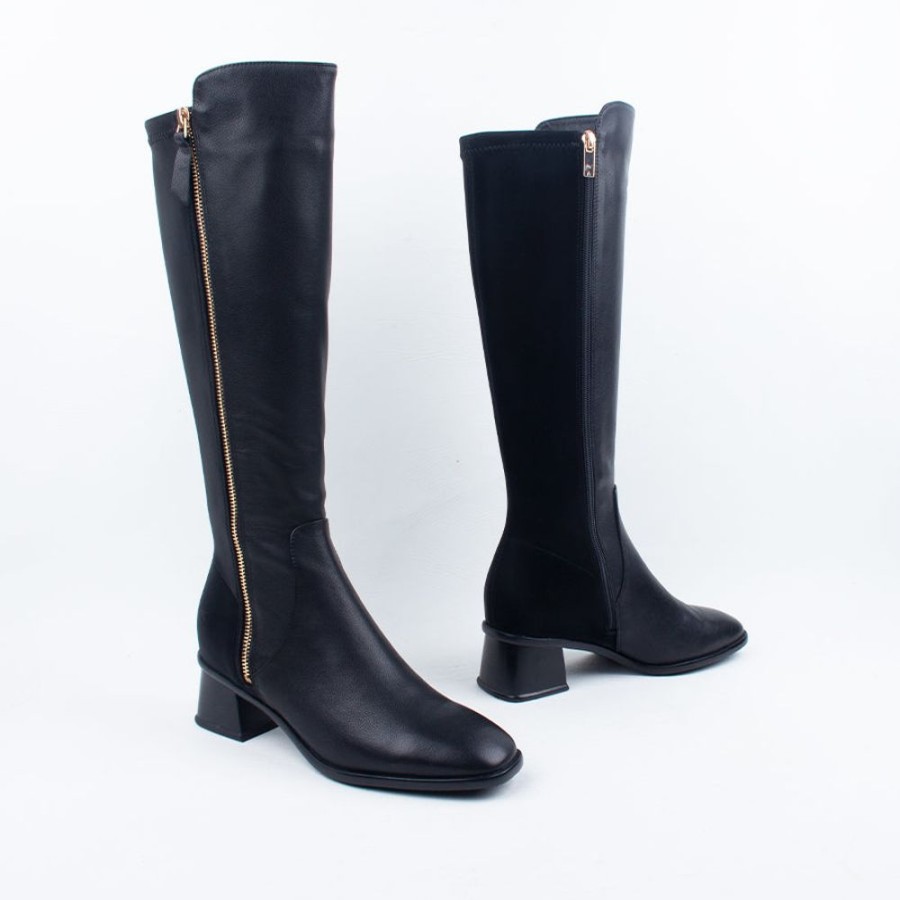 Women Bresley NZ Long Boots | Sateen Knee Boot Black Mix