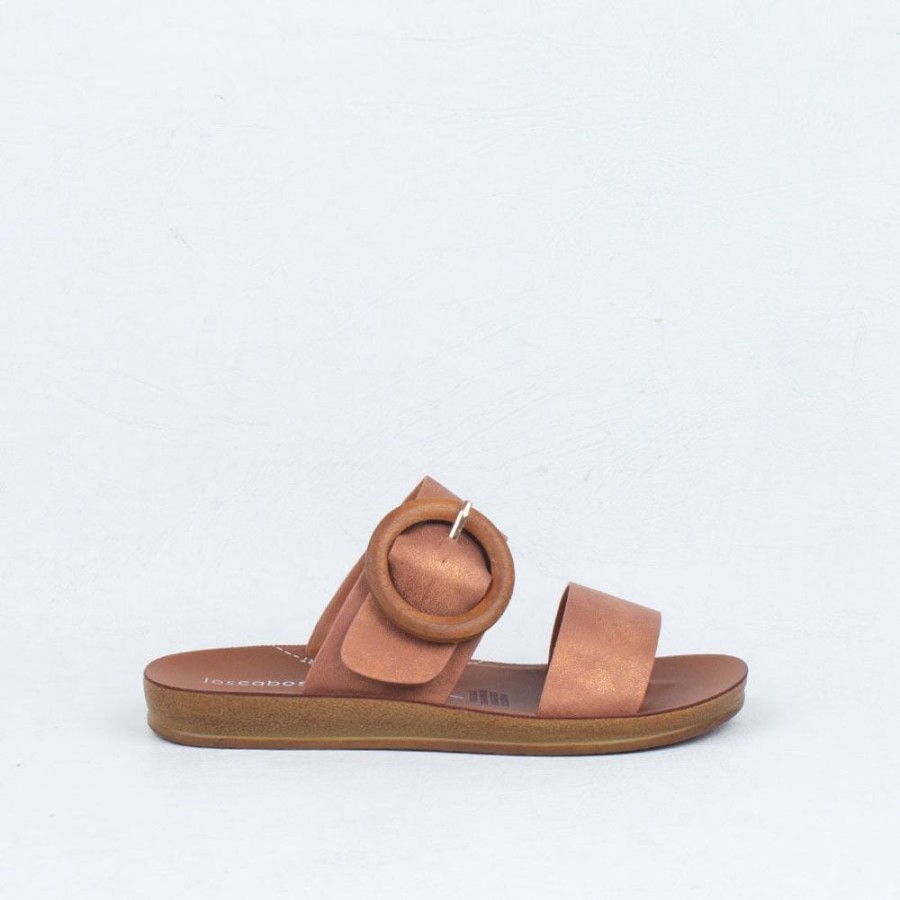 Women Los Cabos Flat | Damani Slide Bronze