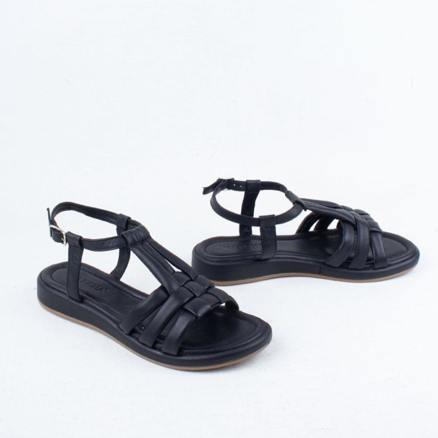 Women Marcha Flat | Tatum Sandal Black