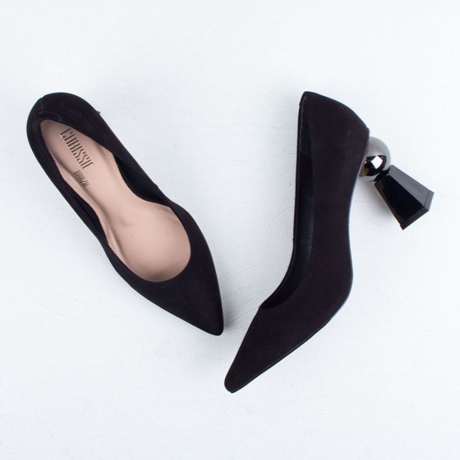 Women Chrissie Brazil Pump | Raffe Heel Black