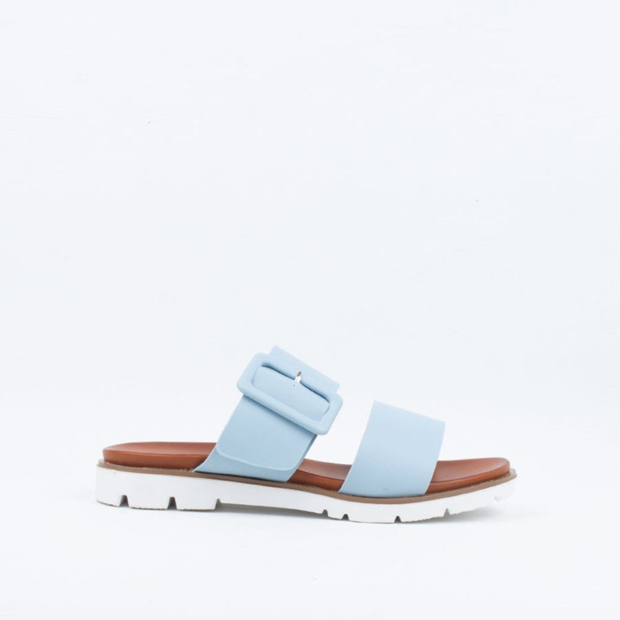 Women Los Cabos Flat | Ashar Slide Pale Blue