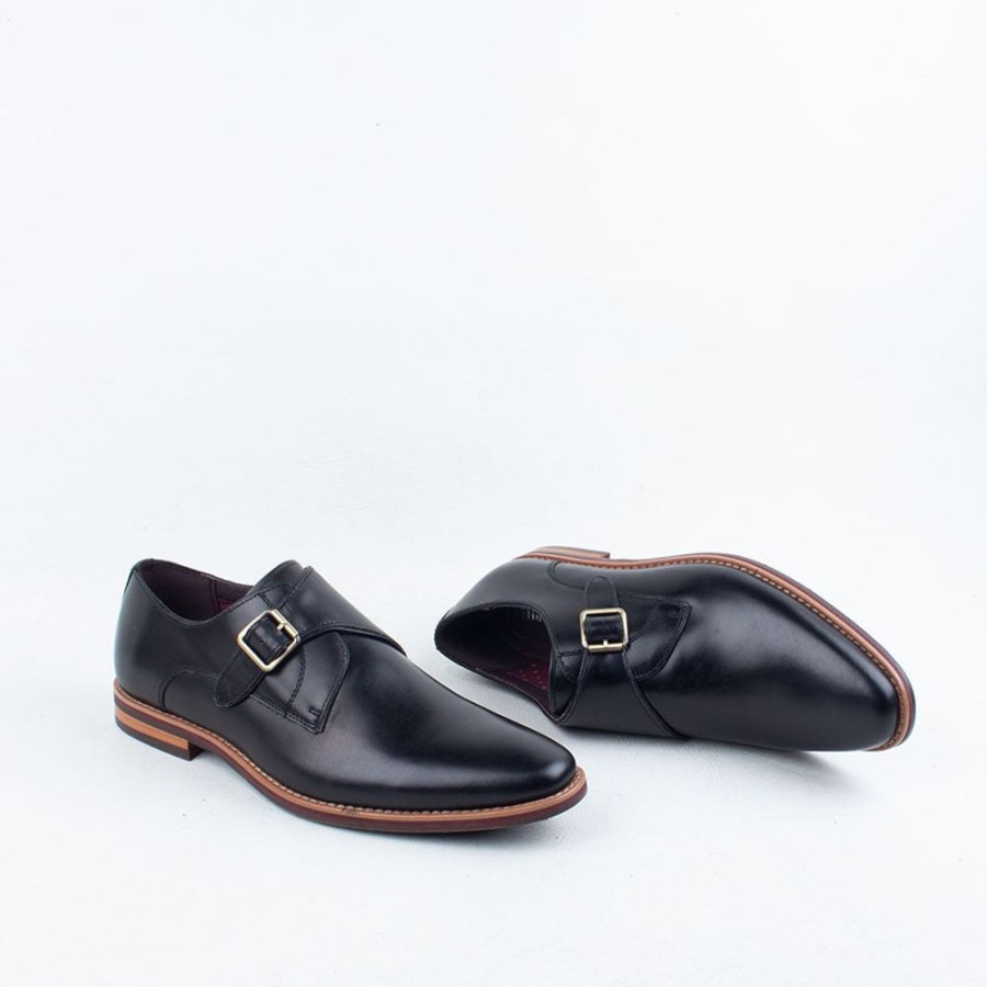 Men Julius Marlow Slip On | Medial Monk Strap Black