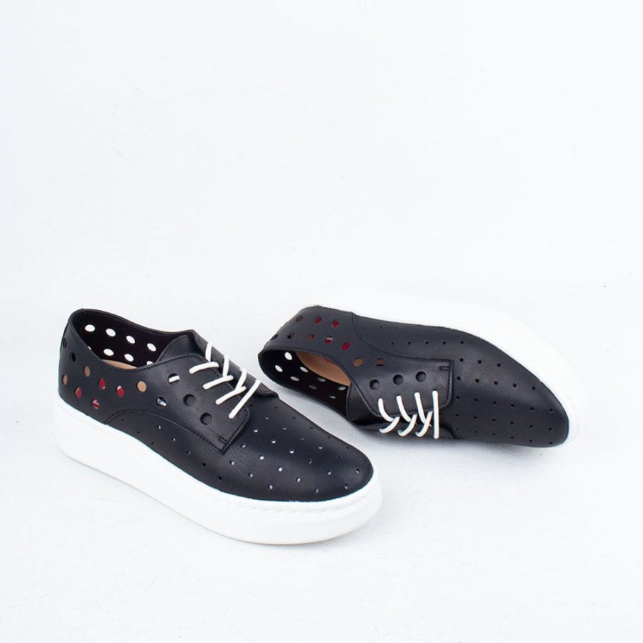 Women Rollie Lace Up | Derby City Circle Sneaker Black