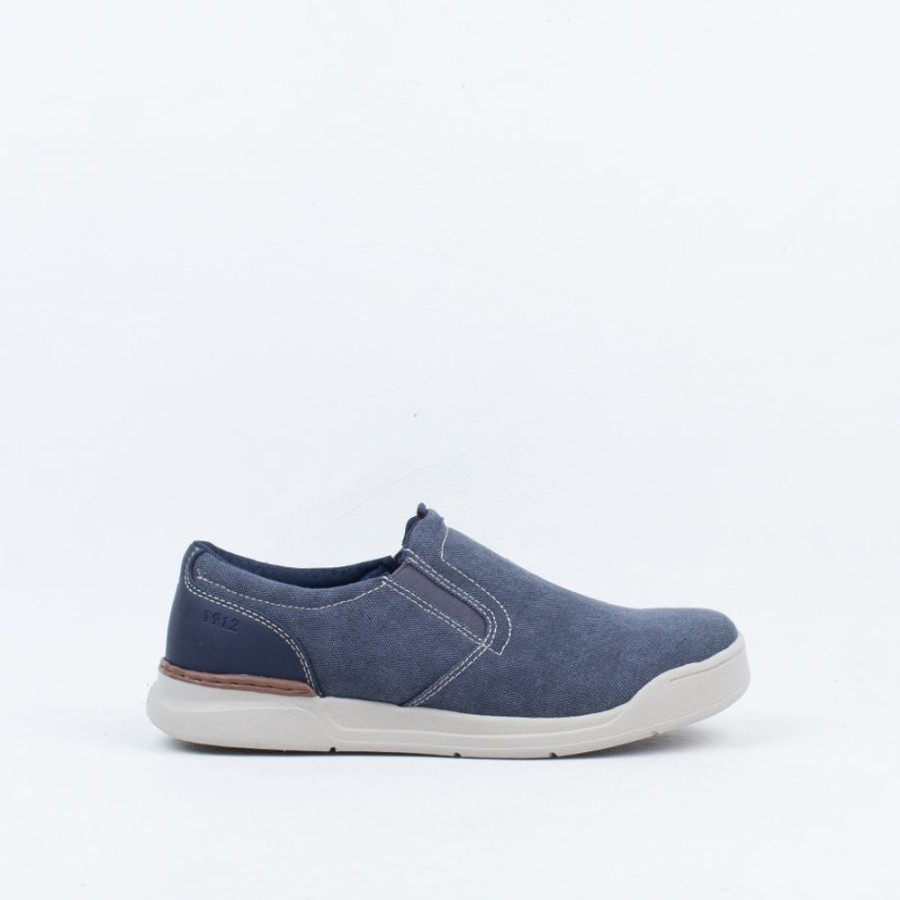 Men Nunn Bush by Florsheim Slip On | Kore Slip On Sneaker Navy Canvas