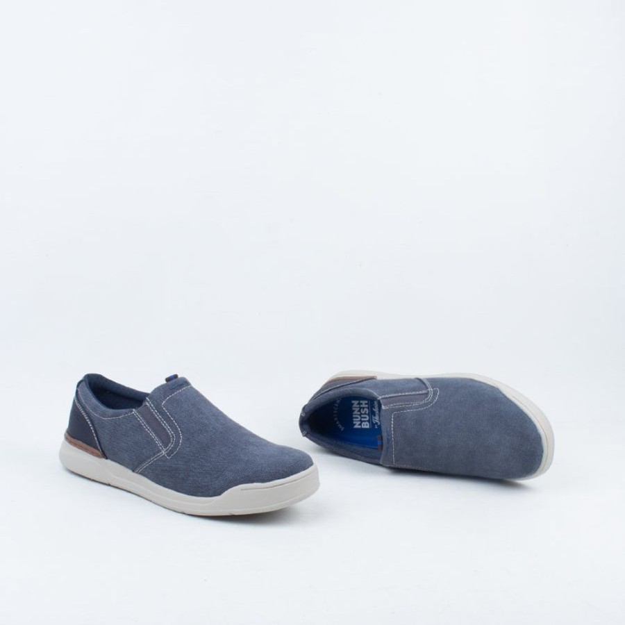 Men Nunn Bush by Florsheim Slip On | Kore Slip On Sneaker Navy Canvas