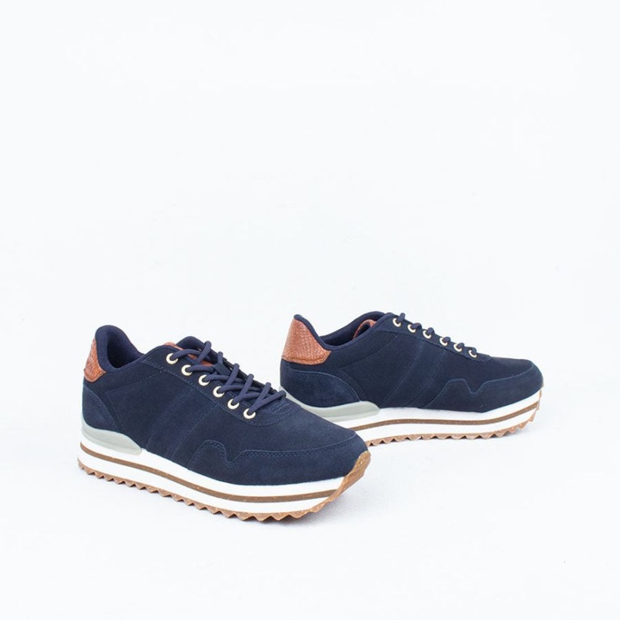 Women Woden Lace Up | Nora Iii Plateau Sneaker Navy