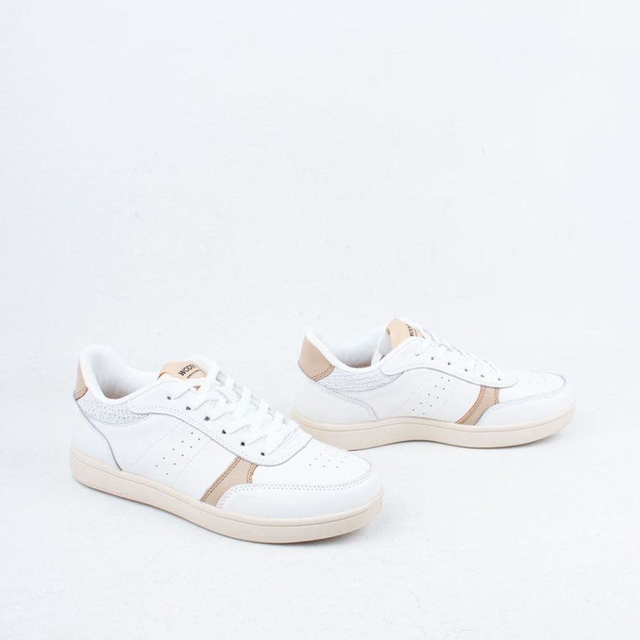 Women Woden Lace Up | Bjork Sneaker White/Cafe