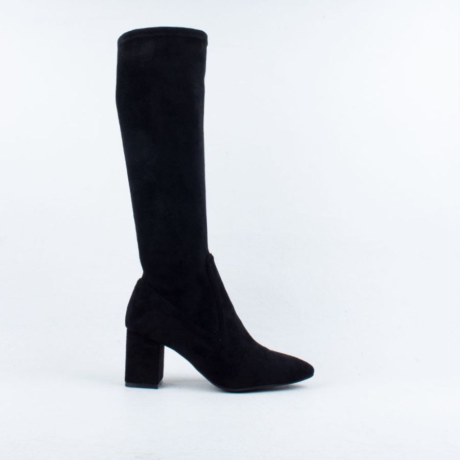 Women Minx Long Boots | Point Pop Long Knee Boot Black