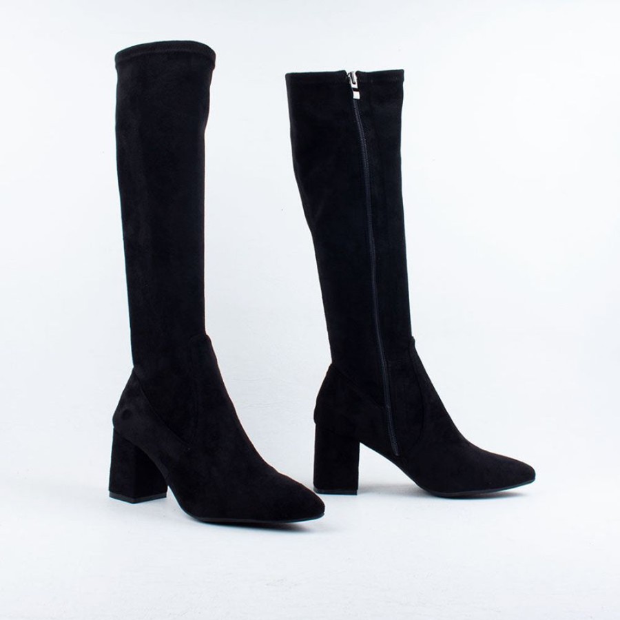 Women Minx Long Boots | Point Pop Long Knee Boot Black