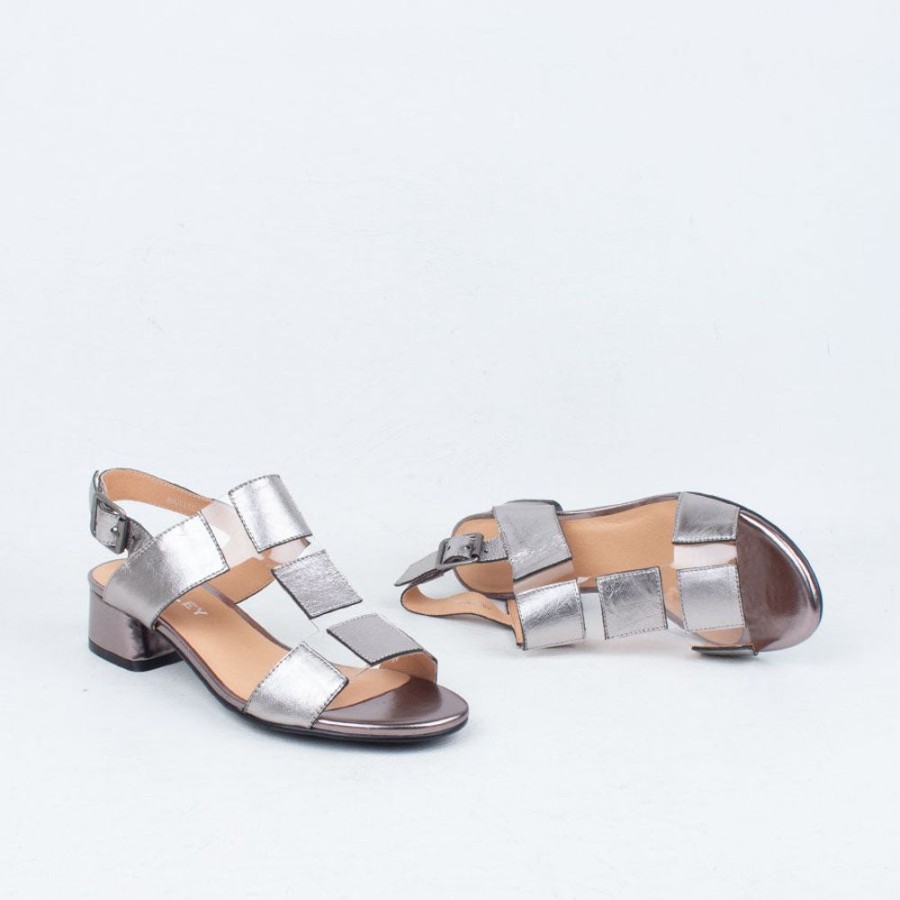 Women Bresley NZ Flat | Angelic Sandal Dark Silver