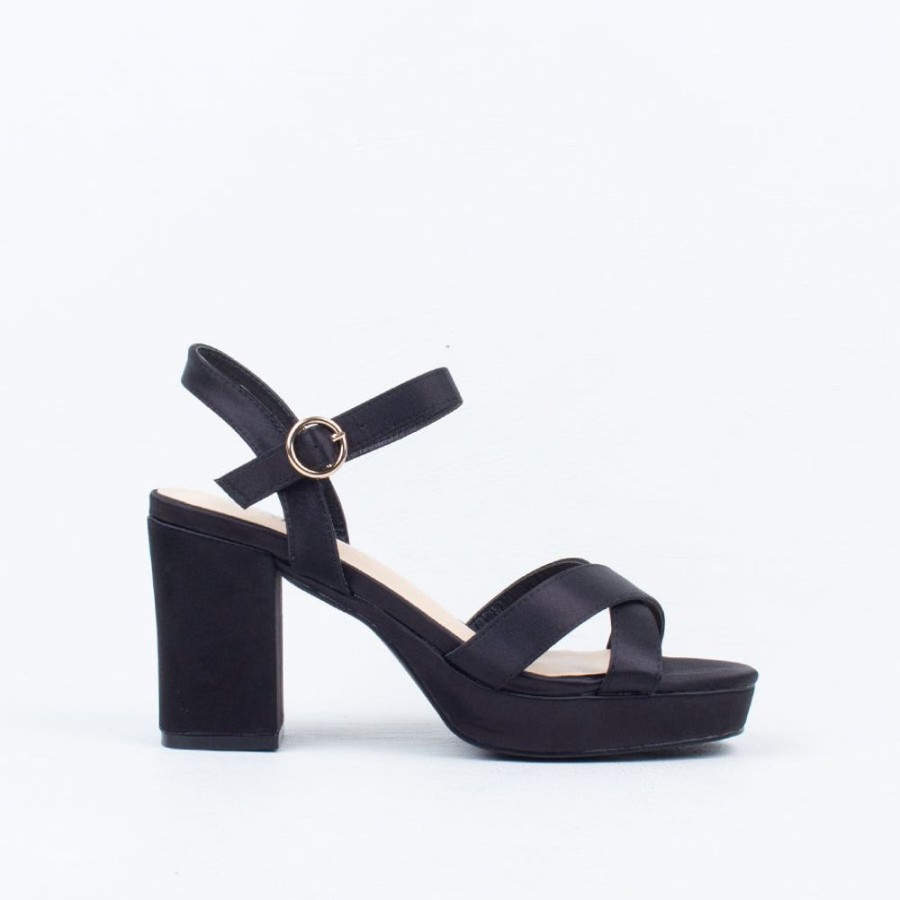 Women Verali Platform | Heppell Platform Heel Black Satin