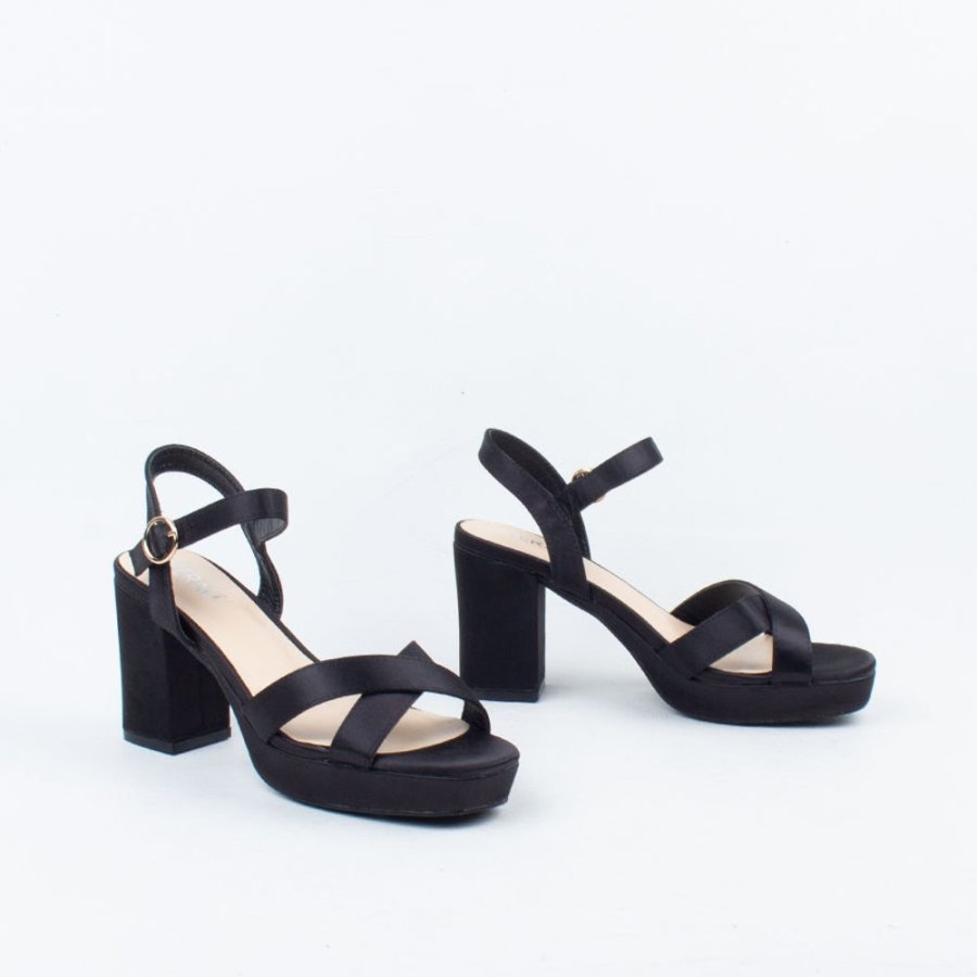 Women Verali Platform | Heppell Platform Heel Black Satin