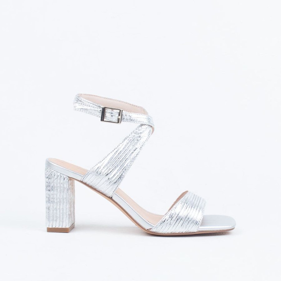 Women Nude Footwear Strappy | Hattie Heel Silver