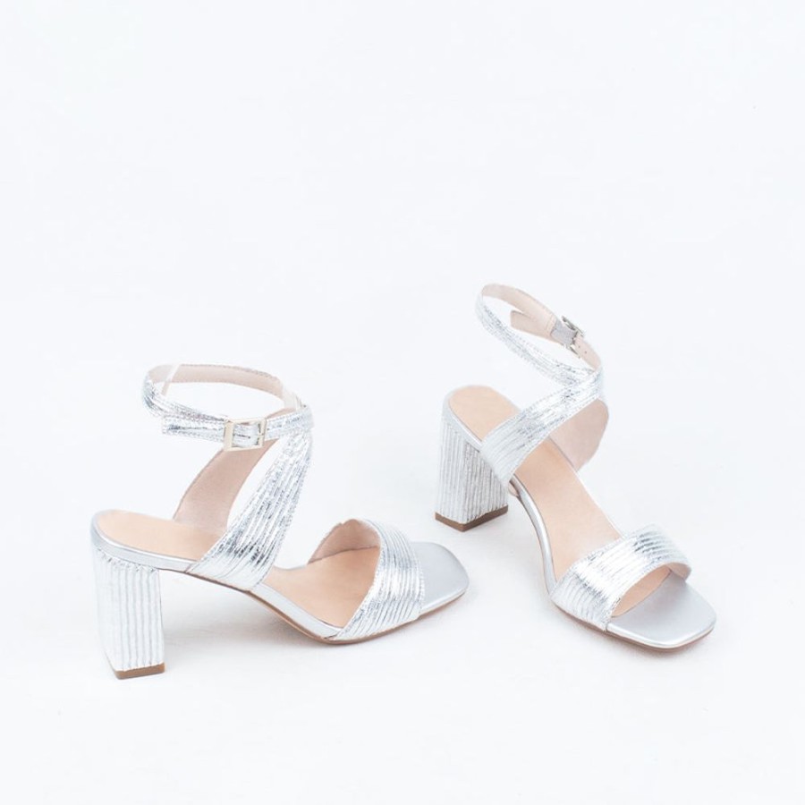 Women Nude Footwear Strappy | Hattie Heel Silver