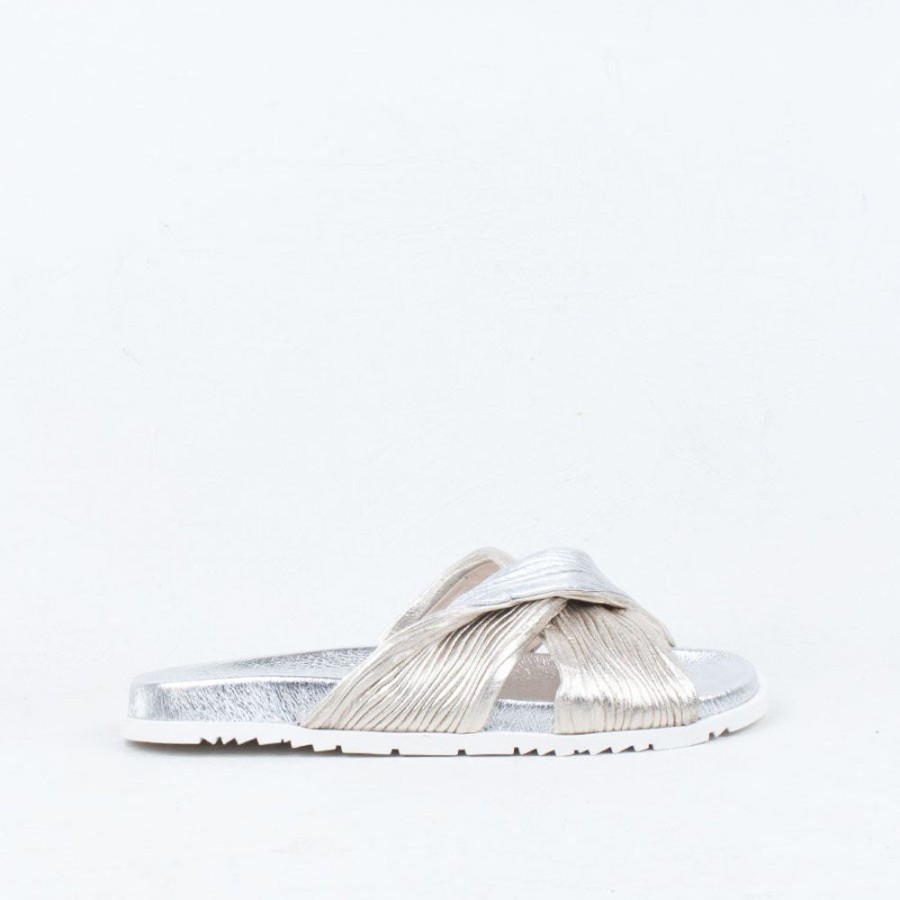 Women Django & Juliette Flat | Toyce Slide Silver/Gold