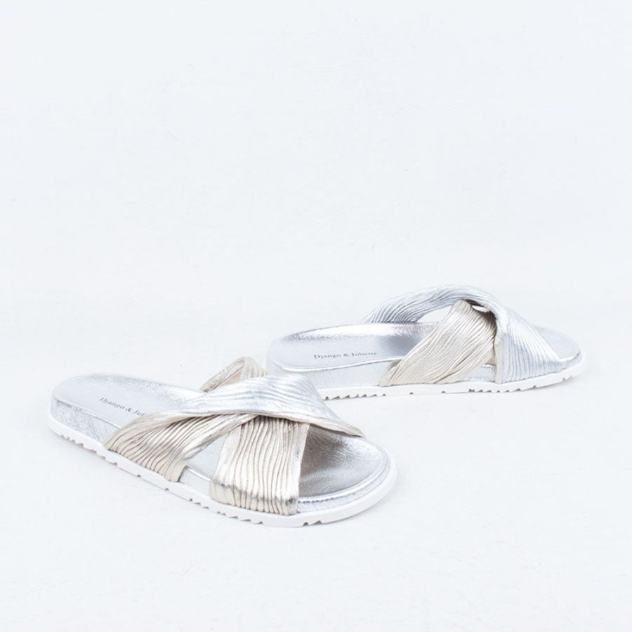 Women Django & Juliette Flat | Toyce Slide Silver/Gold